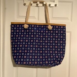 BAHAMAS NWOT Nautical Blue Anchor Beach Tote Bag